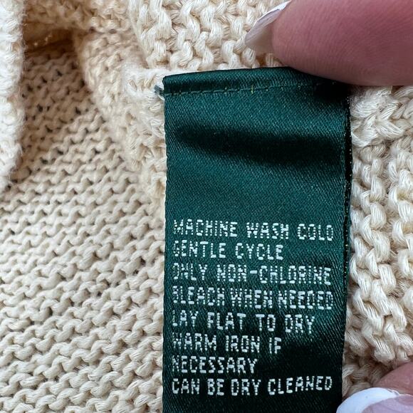 VTG Womens Lauren Ralph Lauren Beige Ribbed Knit Sweater ¾ Sleeve 2XL **READ** - Picture 6 of 8